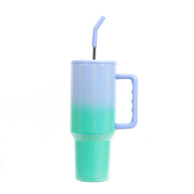 40oz κλίση Rainbow Tumbler Κούπες με άχυρο βιώσιμη και HANDGRIP αξεσουάρ