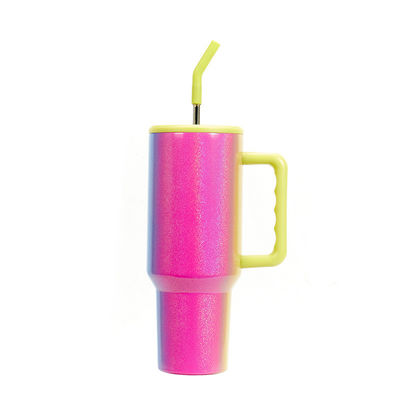 40oz κλίση Rainbow Tumbler Κούπες με άχυρο βιώσιμη και HANDGRIP αξεσουάρ