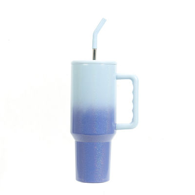 40oz κλίση Rainbow Tumbler Κούπες με άχυρο βιώσιμη και HANDGRIP αξεσουάρ