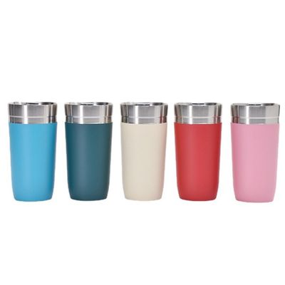 16oz Double Wall Stainless Steel Tumbler Καφέ Κύπελλο με πλαστικό καπάκι λογότυπο Προσαρμοσμένο